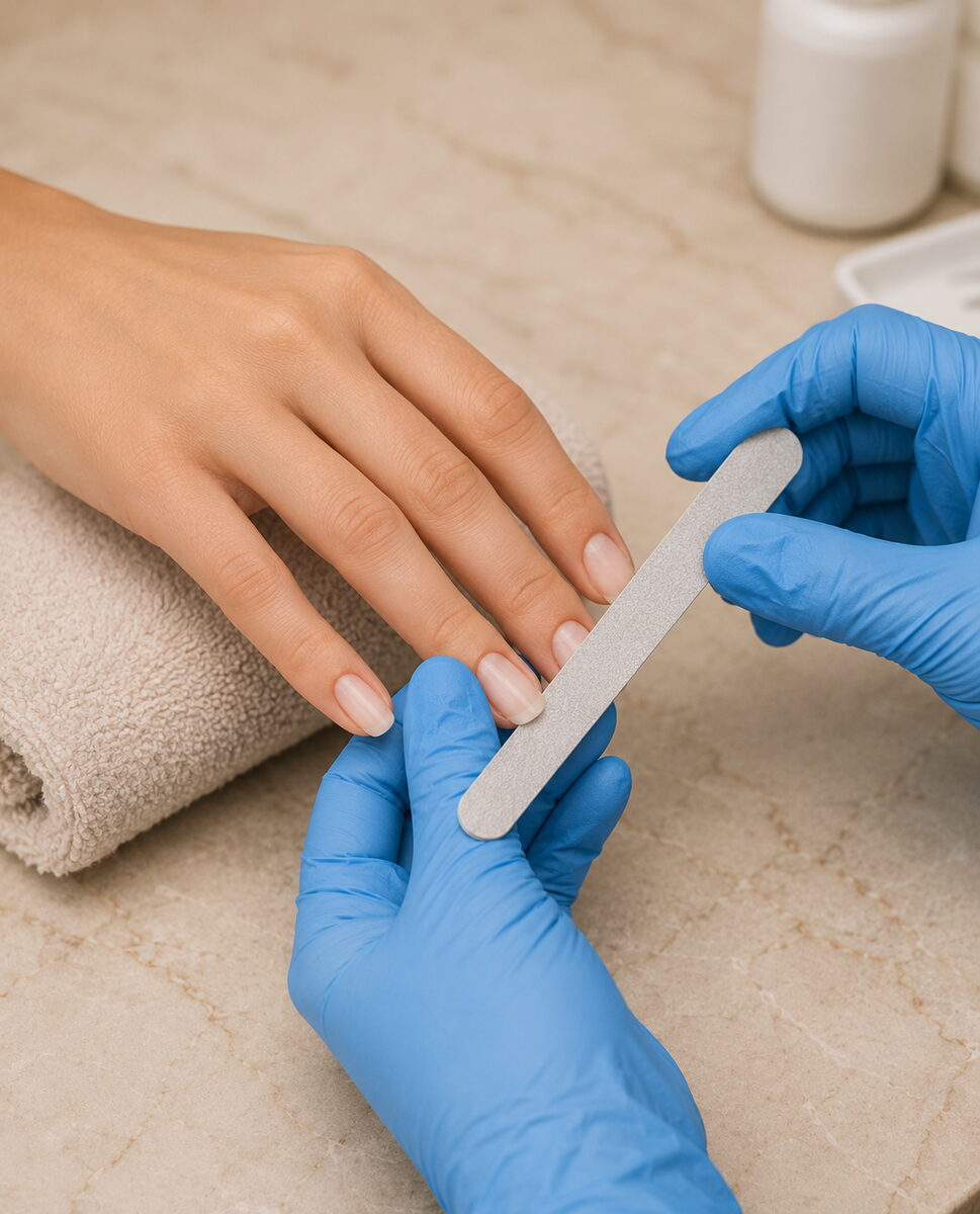 Manicure in progress